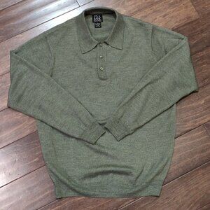 Jos. A. Bank Light Green Merino Wool Polo Sweater LARGE